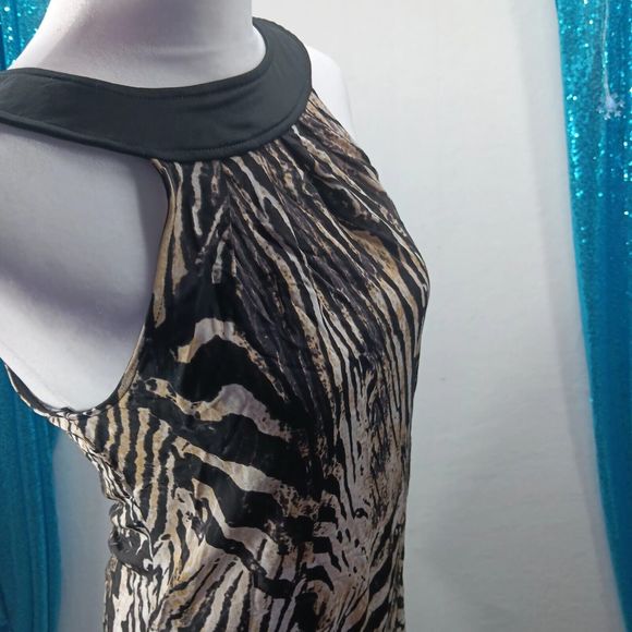 Guess Jeans Women's Size S High Halter Neck Long Tunic Top Keyhole Back Stretch - Picture 9 of 9